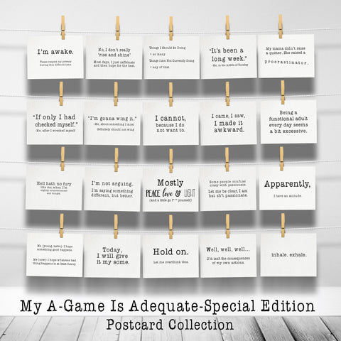 My A-Game is Adequate Postcard Collection